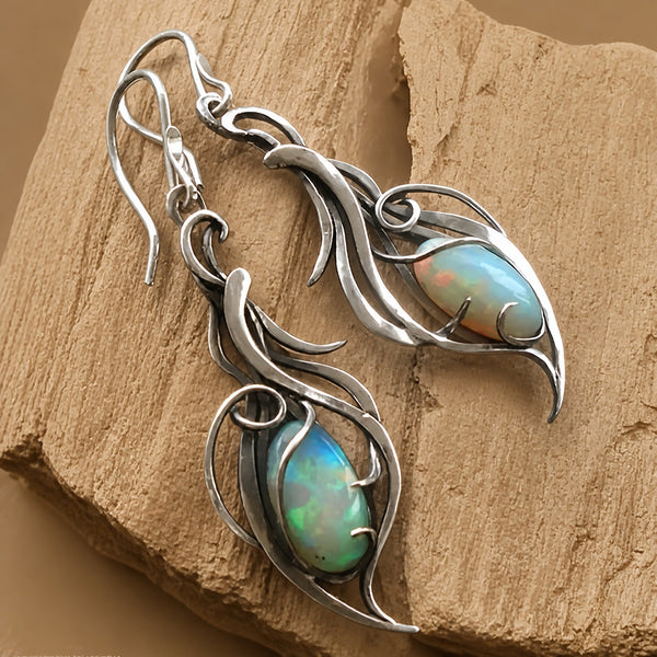 Vintage Blue Opal Silver Earrings — image 1