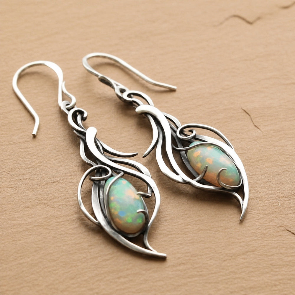 Vintage Blue Opal Silver Earrings — image 2