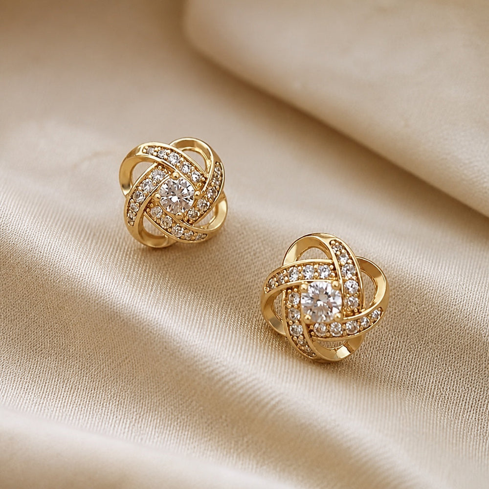 Crystal Elegant Sphere Gold Earrings — image 1