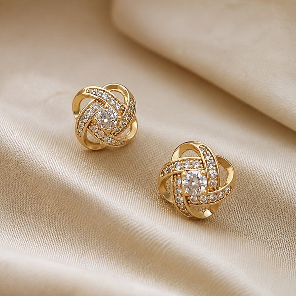 Crystal Elegant Sphere Gold Earrings — image 1