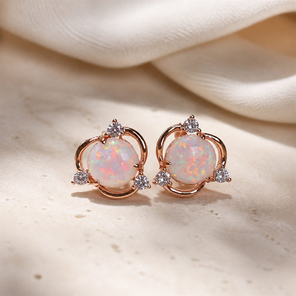 Pink Opal Gold Earrings — image 1