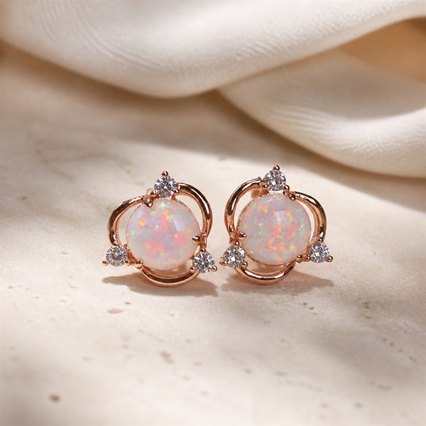 Pink Opal Gold Earrings — image 1