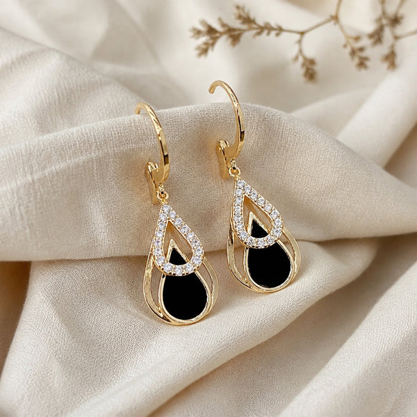 Black Drop Zirconia Gold Earrings — image 1