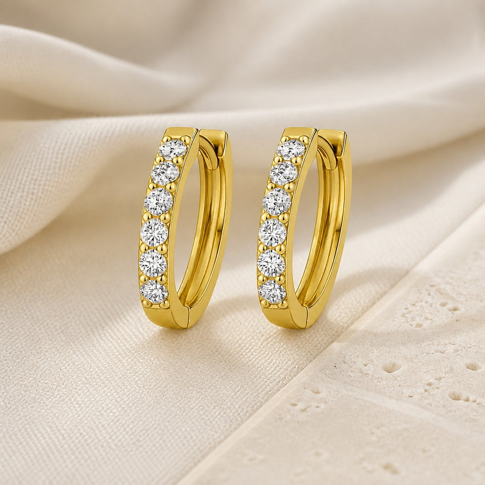 Inlaid Moissanite Huggie Earrings — image 1