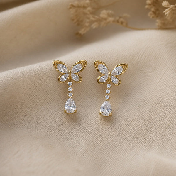Butterfly Gold Zirconia Earrings — image 1