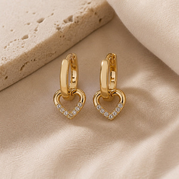 Bright Gold Heart Earrings — image 1