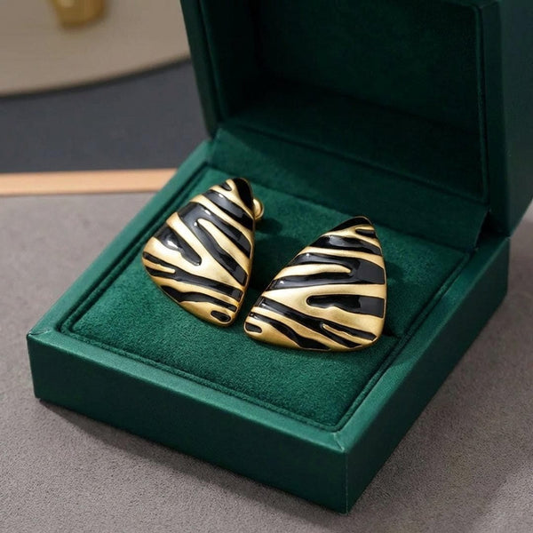 Triangular Zebra Stud Earrings — image 1