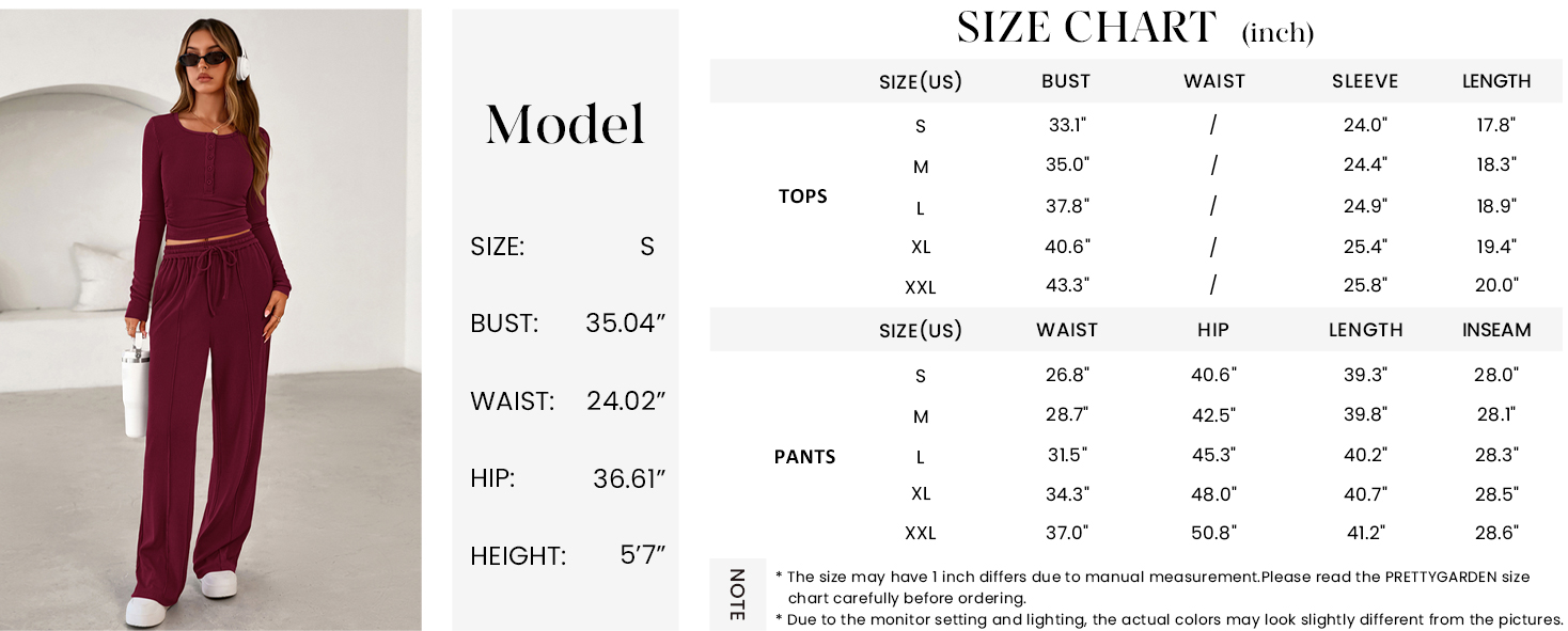 Osonn Women's Fall Trendy 2 Piece Outfits Lounge Sets Long Sleeve Top Henley Shirts Wide Leg Pants Travel Clothes