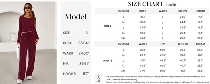 Osonn Women's Fall Trendy 2 Piece Outfits Lounge Sets Long Sleeve Top Henley Shirts Wide Leg Pants Travel Clothes