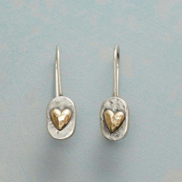 Vintage Gold Inlaid Heart Earrings — image 1