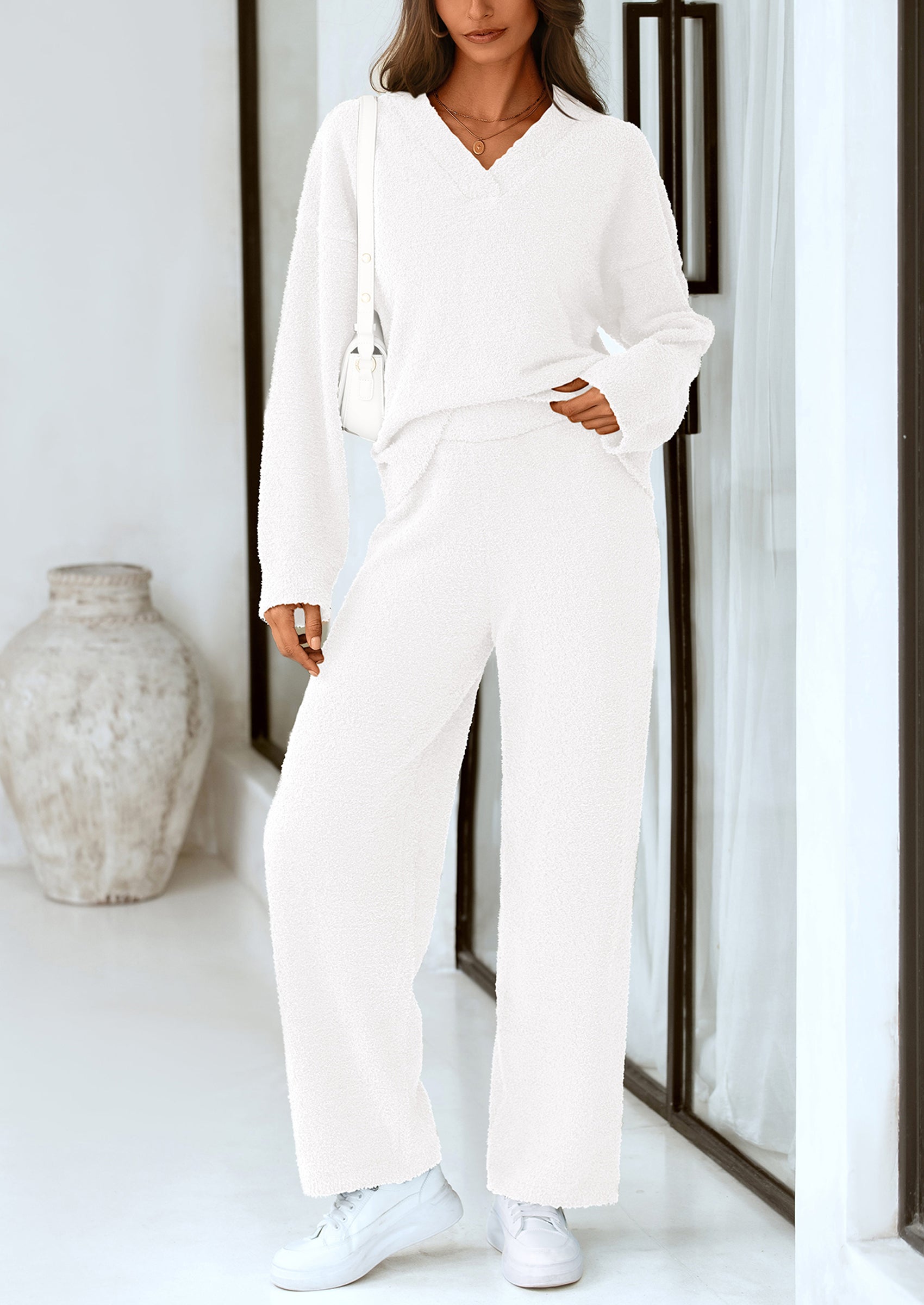 Osonn Lounge Sets for Women Two Piece Sweaters Pajama Set Fall Fashion Loungewear Outfits Matching Winter Clothes