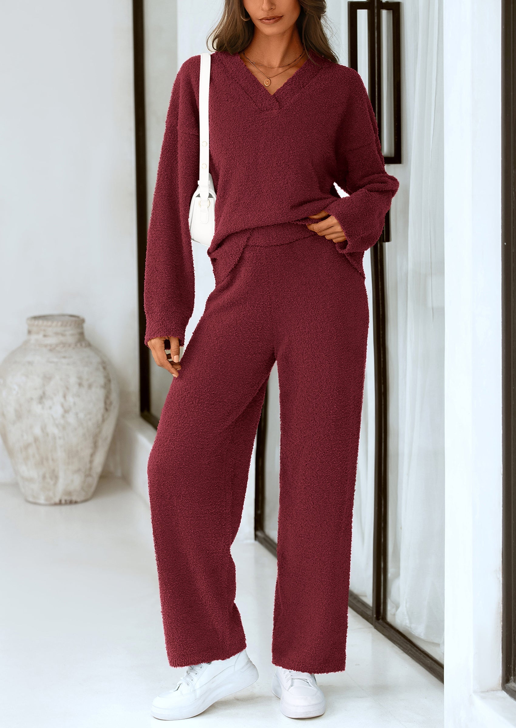 Osonn Lounge Sets for Women Two Piece Sweaters Pajama Set Fall Fashion Loungewear Outfits Matching Winter Clothes