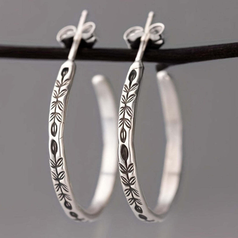 Sleek Silvery Hoop Earrings — image 1