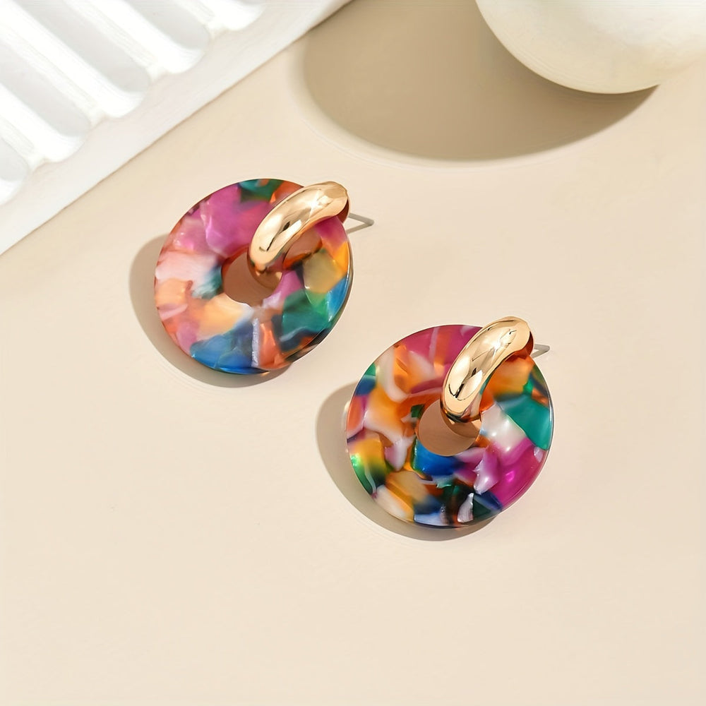 Aesthetic Multi Color Splicing Earrings — image 1