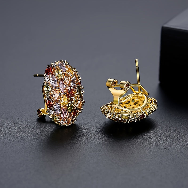 Shiny Inlaid Zirconia Earrings — image 2