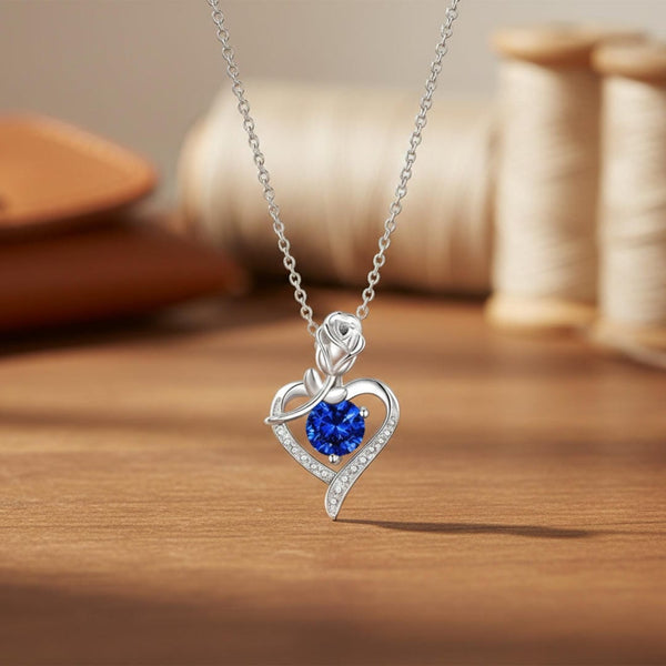 Sapphire Rose Heart White Gold Necklace — image 1
