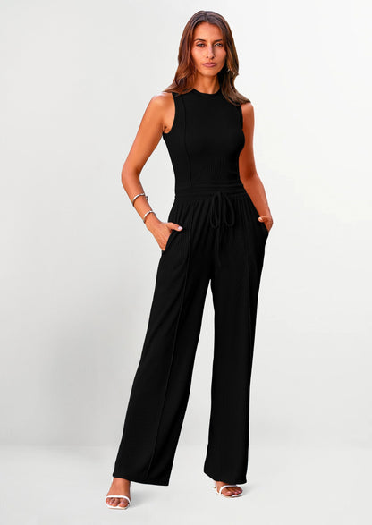 Osonn Women's Summer 2 Piece Loungewear Set Cropped Tank Top Wide Leg Sweatpants Tracksuit Casual Outfits