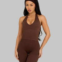 Elevate™ Sculpting Seamless Halterneck Top | Bourbon Brown