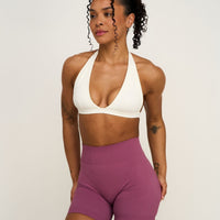 Elevate™ Sculpting Seamless V-Neck Halter Bra | Cream