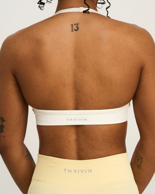 Elevate™ Sculpting Seamless Adjustable Halter Bra | Cream