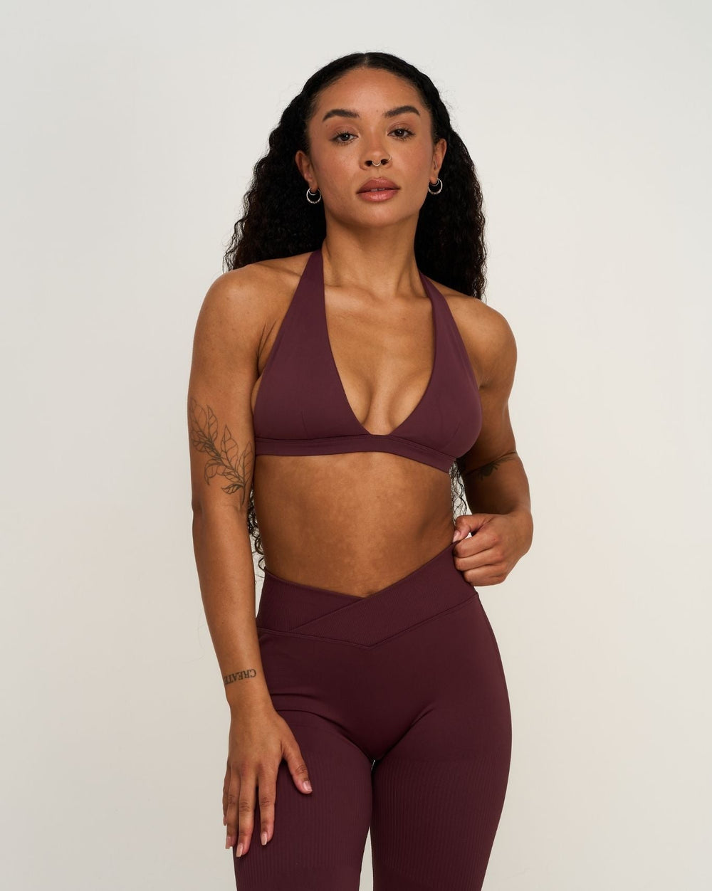 Elevate™ Sculpting Seamless V-Neck Halter Bra | Dark Mauve