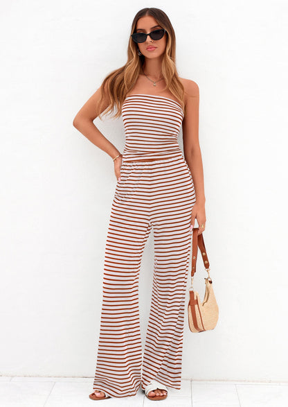 Osonn Summer Sets Women 2 Piece Outfits Matching Striped Loungewear Spring Airport Travel Beach Vacation Clothes