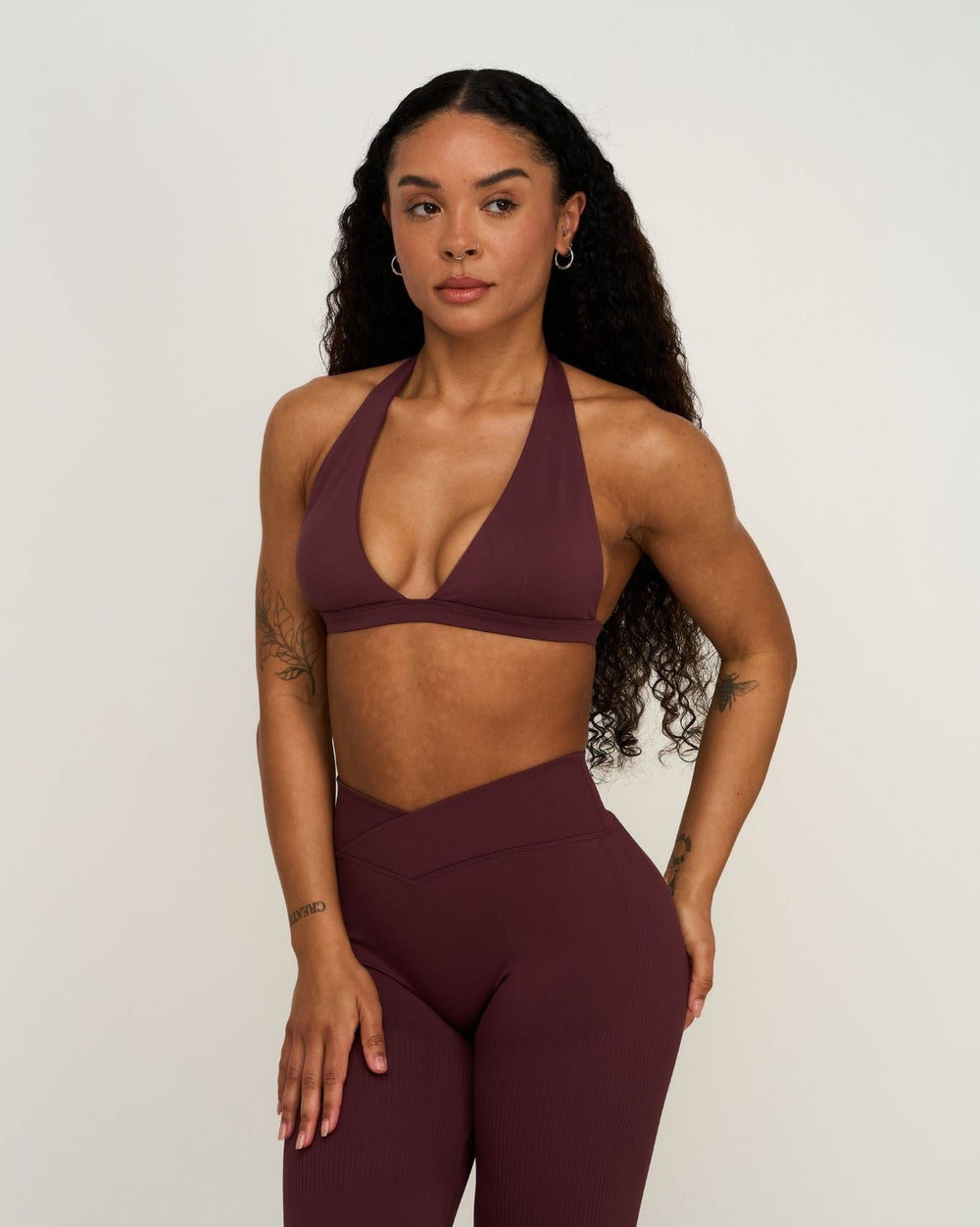 Elevate™ Sculpting Seamless V-Neck Halter Bra | Dark Mauve