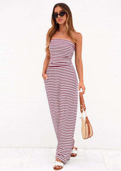 Osonn Summer Sets Women 2 Piece Outfits Matching Striped Loungewear Spring Airport Travel Beach Vacation Clothes