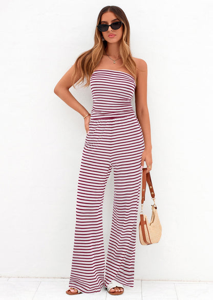 Osonn Summer Sets Women 2 Piece Outfits Matching Striped Loungewear Spring Airport Travel Beach Vacation Clothes