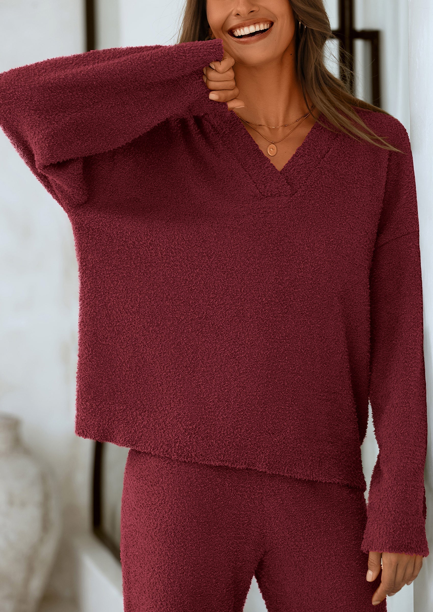 Osonn Lounge Sets for Women Two Piece Sweaters Pajama Set Fall Fashion Loungewear Outfits Matching Winter Clothes