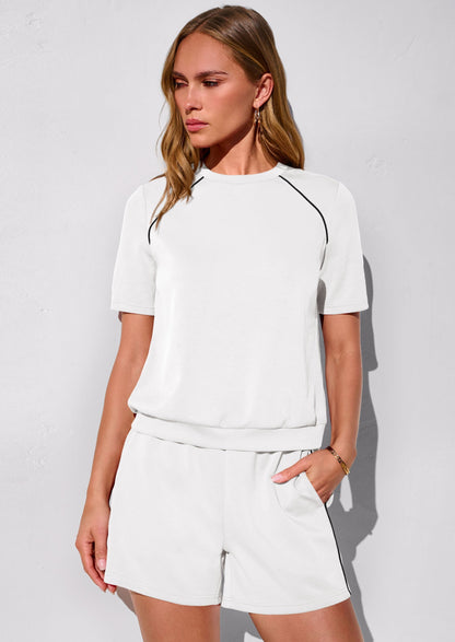 Osonn Sweatsuits Women 2 Piece Outfit Summer Lounge Shorts Sets Matching Spring Travel Beach Vacation Clothes