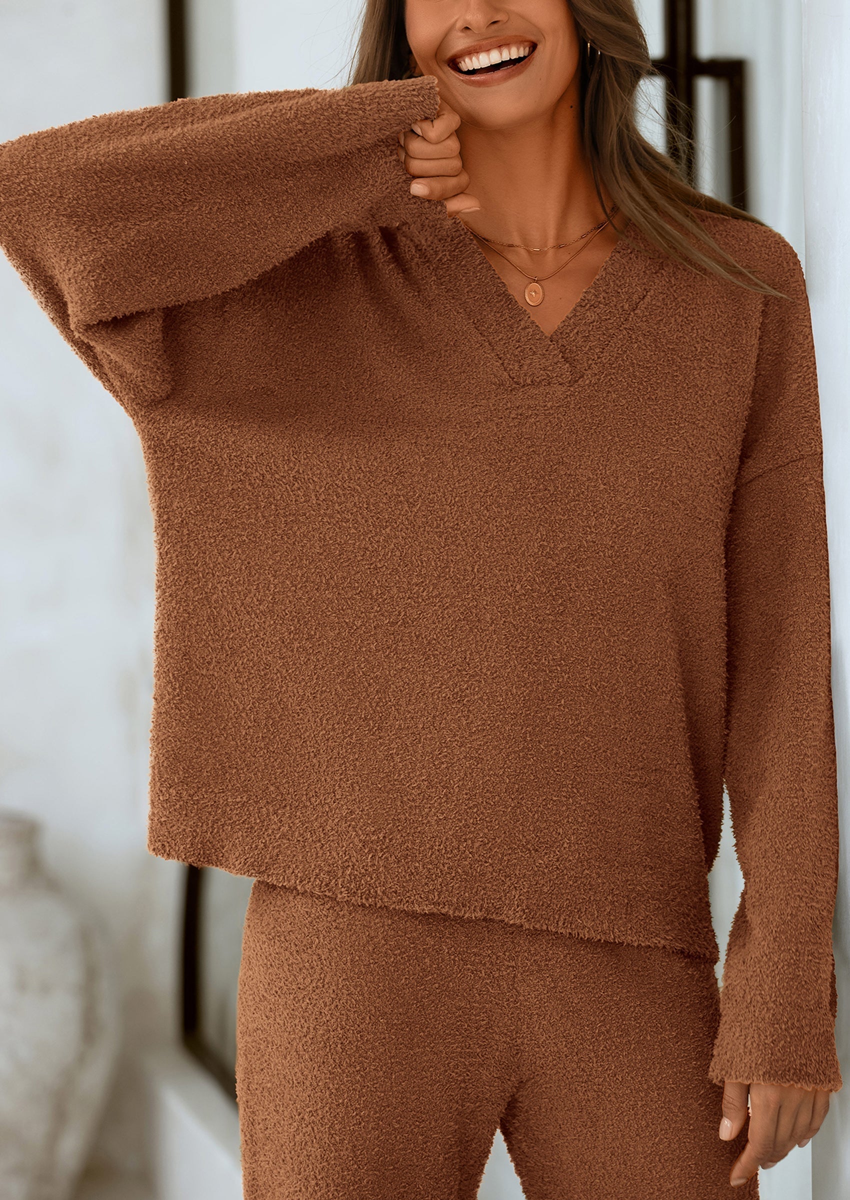 Osonn Lounge Sets for Women Two Piece Sweaters Pajama Set Fall Fashion Loungewear Outfits Matching Winter Clothes