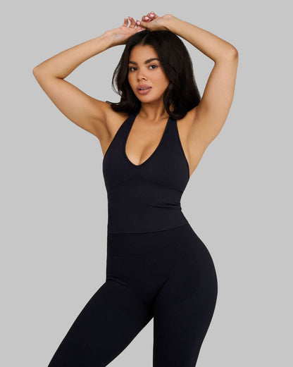 Elevate™ Sculpting Seamless Halterneck Top | Night Black