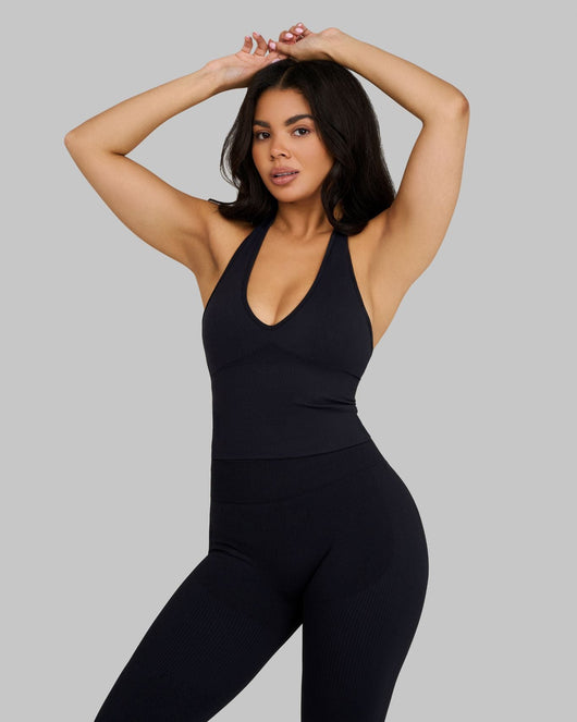 Elevate™ Sculpting Seamless Halterneck Top | Night Black