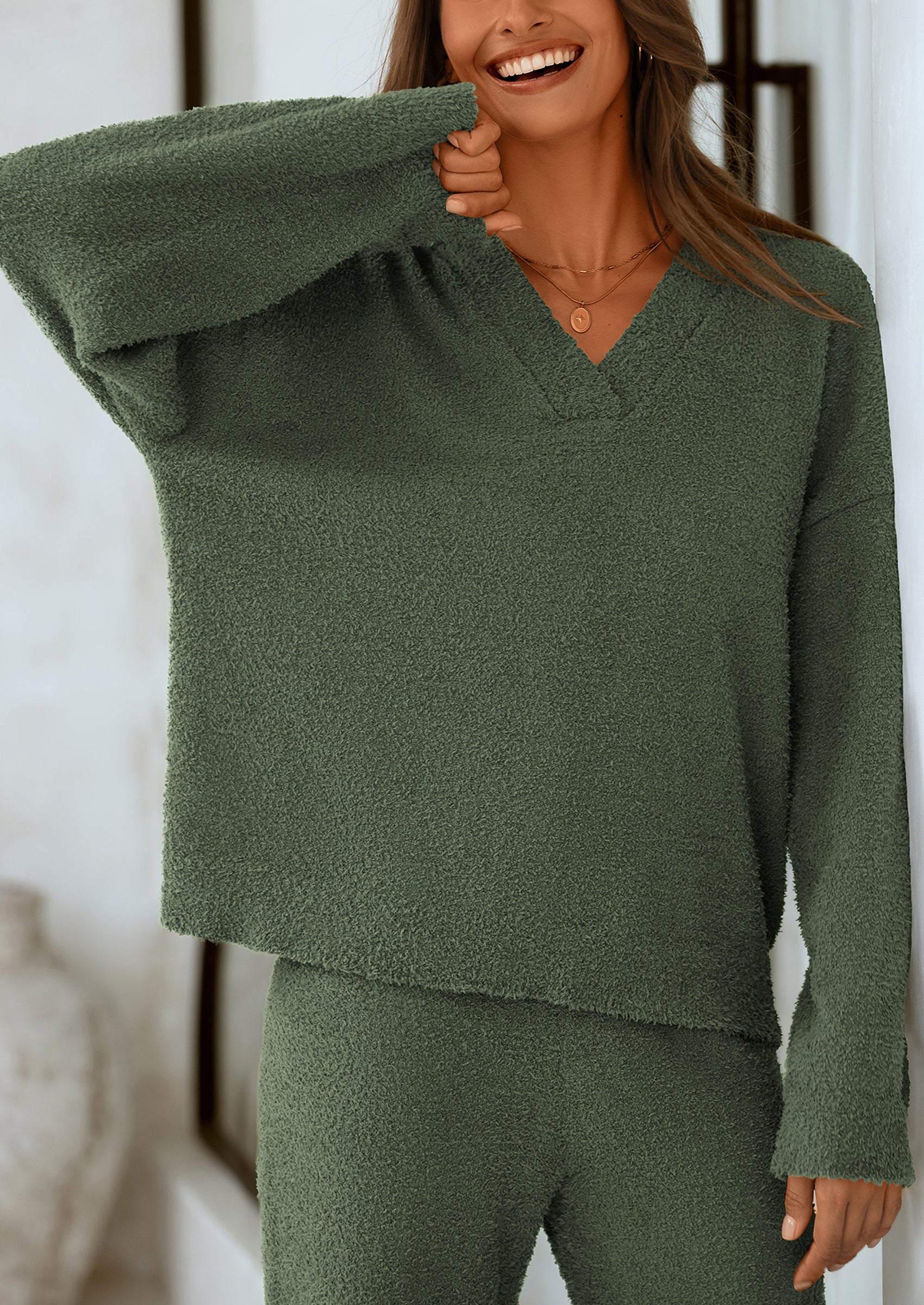 Osonn Lounge Sets for Women Two Piece Sweaters Pajama Set Fall Fashion Loungewear Outfits Matching Winter Clothes