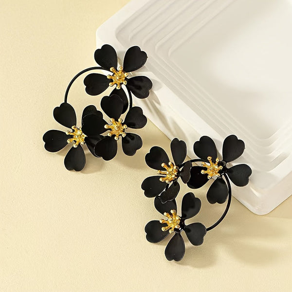 Timeless Black Flower Earrings — image 1