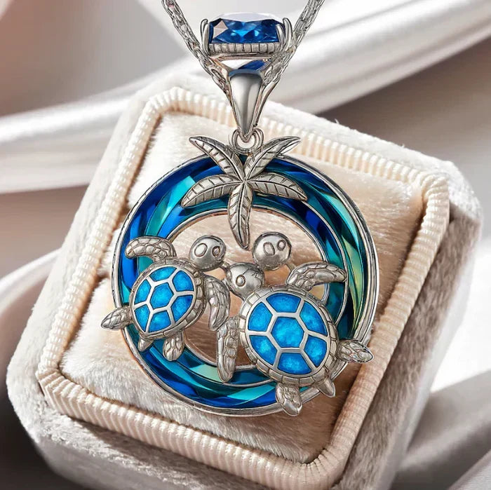 Opal Circle Turtle Palm Necklace — image 1