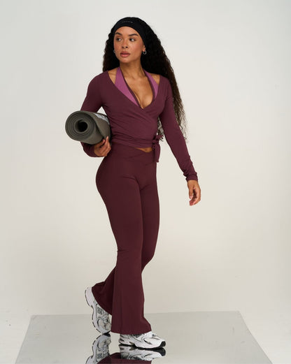Elevate™ Sculpting Seamless V-Neck Halter Bra | Dark Mauve