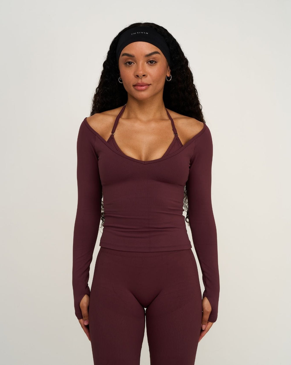 Elevate™ Sculpting Seamless V-Neck Top | Dark Mauve
