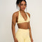 Elevate™ Sculpting Seamless V-Neck Halter Bra | Golden Butter