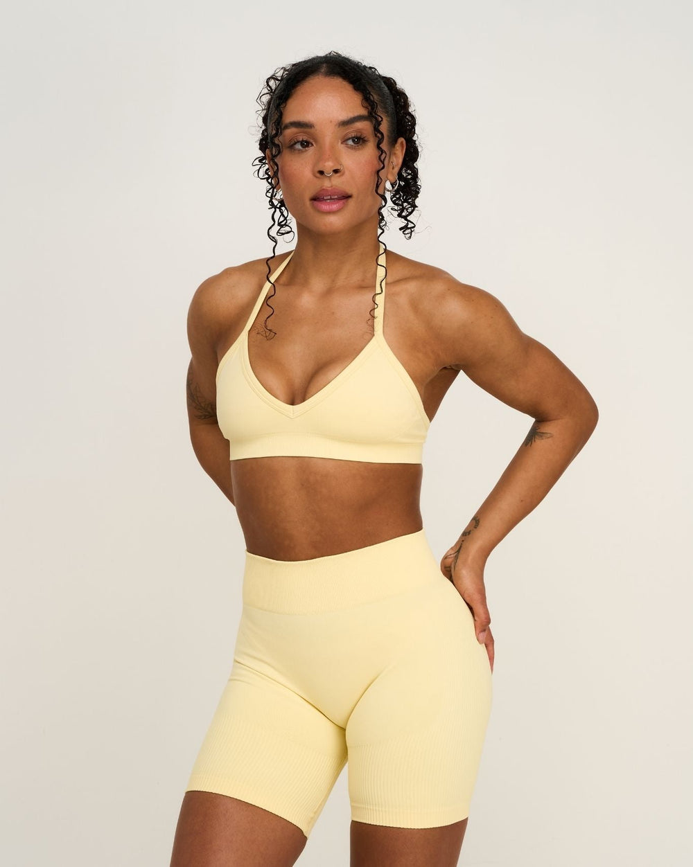 Elevate™ Sculpting Seamless Adjustable Halter Bra | Golden Butter