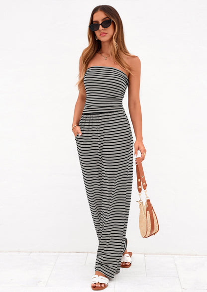 Osonn Summer Sets Women 2 Piece Outfits Matching Striped Loungewear Spring Airport Travel Beach Vacation Clothes