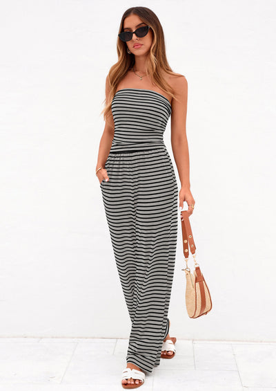 Osonn Summer Sets Women 2 Piece Outfits Matching Striped Loungewear Spring Airport Travel Beach Vacation Clothes