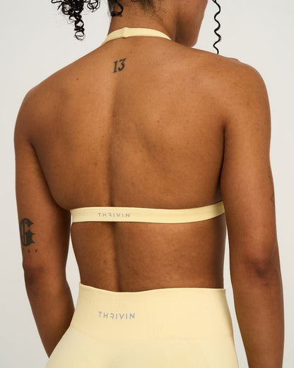 Elevate™ Sculpting Seamless V-Neck Halter Bra | Golden Butter
