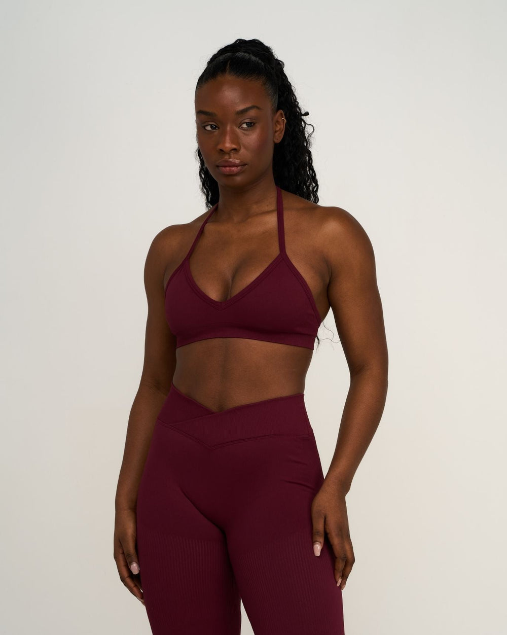 Elevate™ Sculpting Seamless Adjustable Halter Bra | Merlot