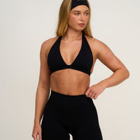 Elevate™ Sculpting Seamless V-Neck Halter Bra | Night Black