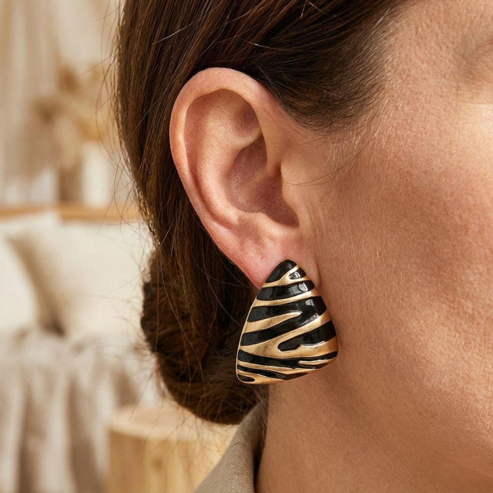 Triangular Zebra Stud Earrings — image 2