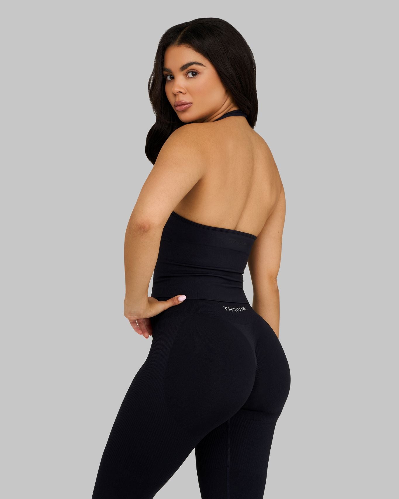 Elevate™ Sculpting Seamless Halterneck Top | Night Black