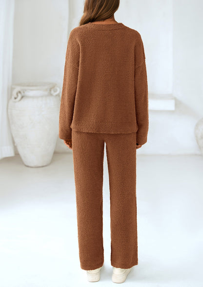 Osonn Lounge Sets for Women Two Piece Sweaters Pajama Set Fall Fashion Loungewear Outfits Matching Winter Clothes