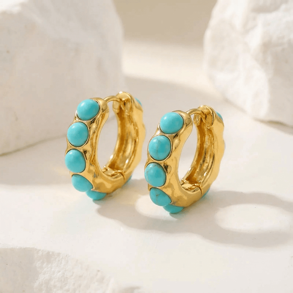Turquoise Sculpted Hoop Earrings — image 1